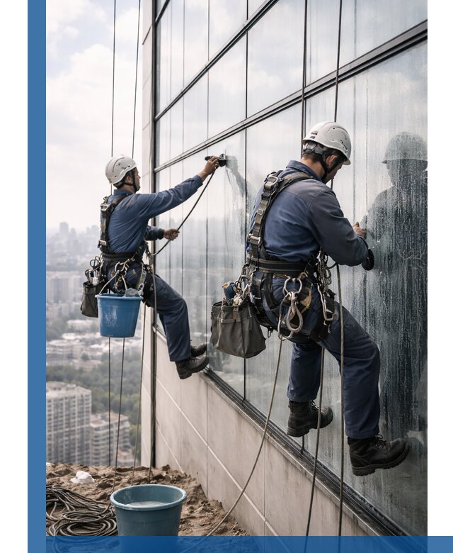 Профессиональная мойка фасадных окон альпинистами в Шебекине