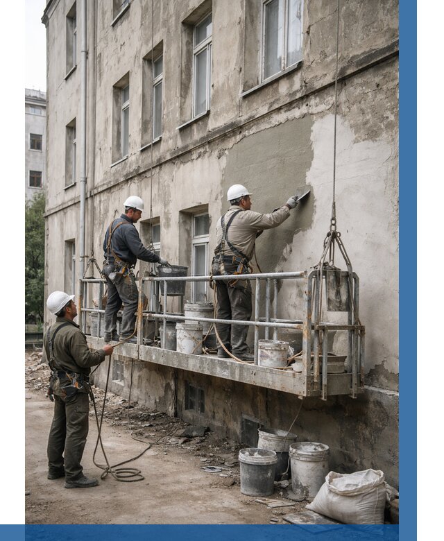 Капитальный ремонт фасада в Шебекине от 4276 р. | ВЫСОТНИК-Шбк