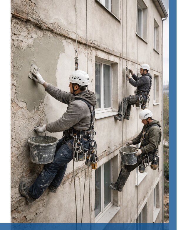 Ремонт штукатурного фасада в Шебекине от 764 р. под ключ | ВЫСОТНИК-Шбк