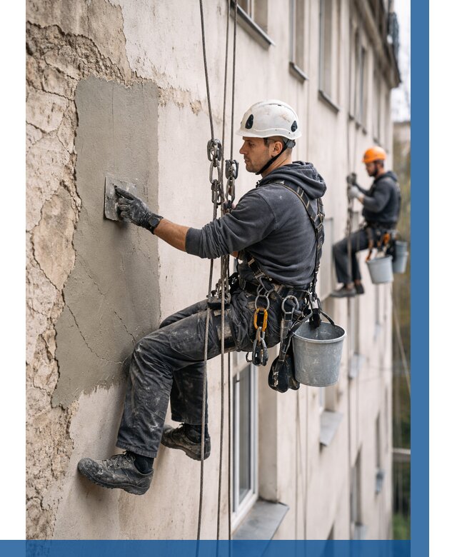 Восстановление штукатурки фасада в Шебекине от 1222 р. | ВЫСОТНИК-Шбк