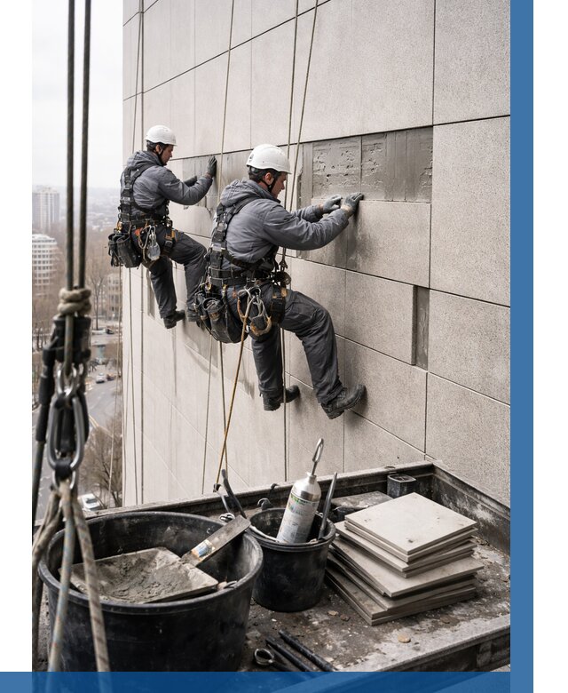 Ремонт фасада из керамогранита в Шебекине от 2545 р. | ВЫСОТНИК-Шбк