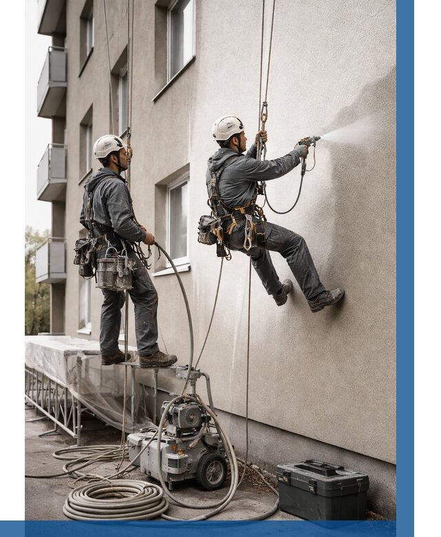 Безвоздушная покраска фасада в Шебекине от 224 р/м² | ВЫСОТНИК-Шбк