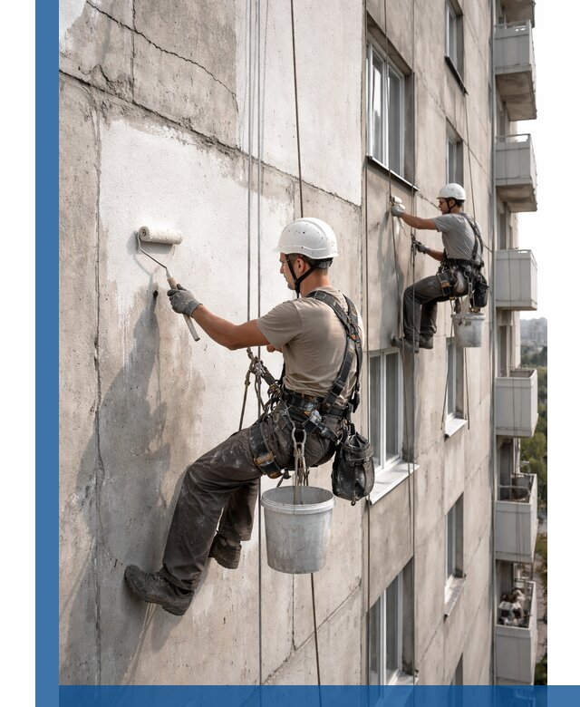 Покраска бетонного фасада в Шебекине для жилых и промышленных объектов