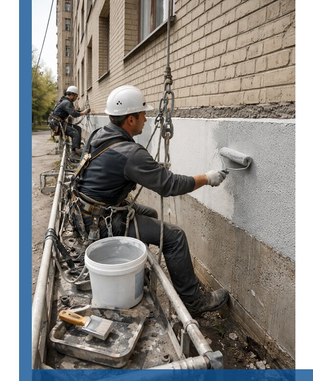 Окраска цоколя здания в Шебекине профессионально и надежно