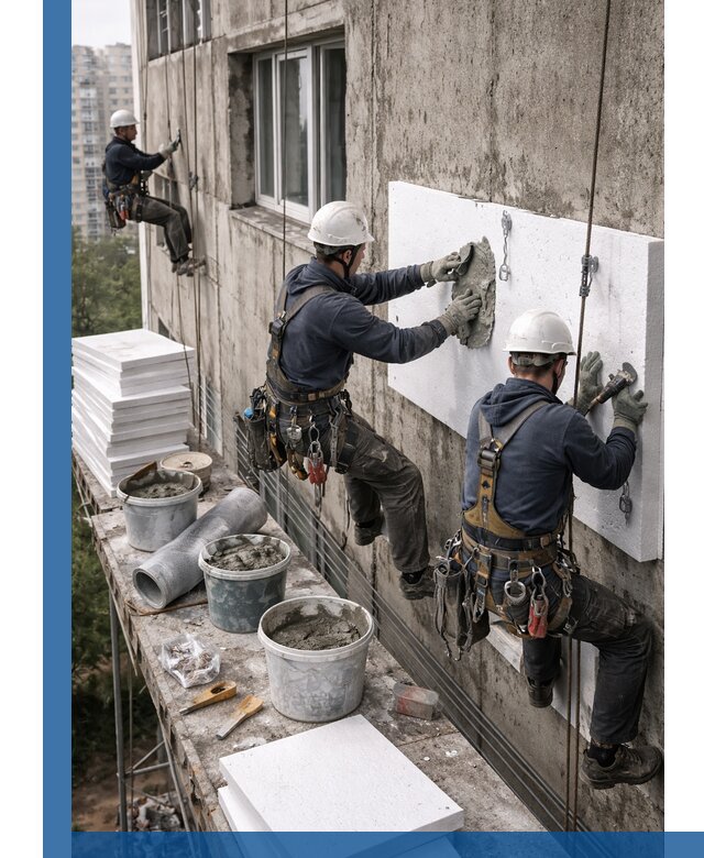 Утепление фасада пенополистиролом в Шебекине под ключ