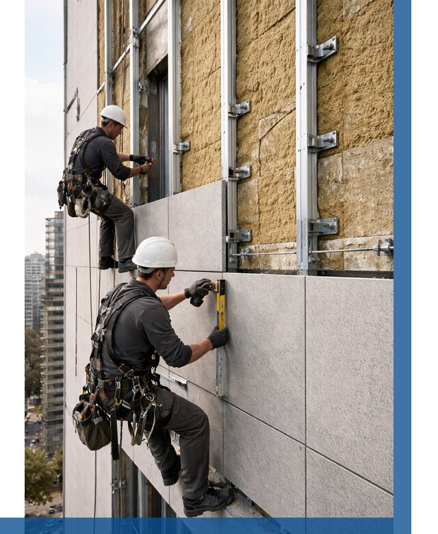 Монтаж вентилируемого фасада в Шебекине от 3563 р. | ВЫСОТНИК-Шбк