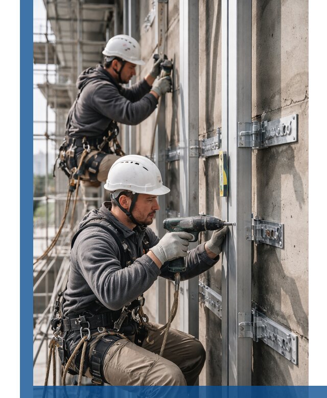 Монтаж и крепление подсистемы вентфасада в Шебекине