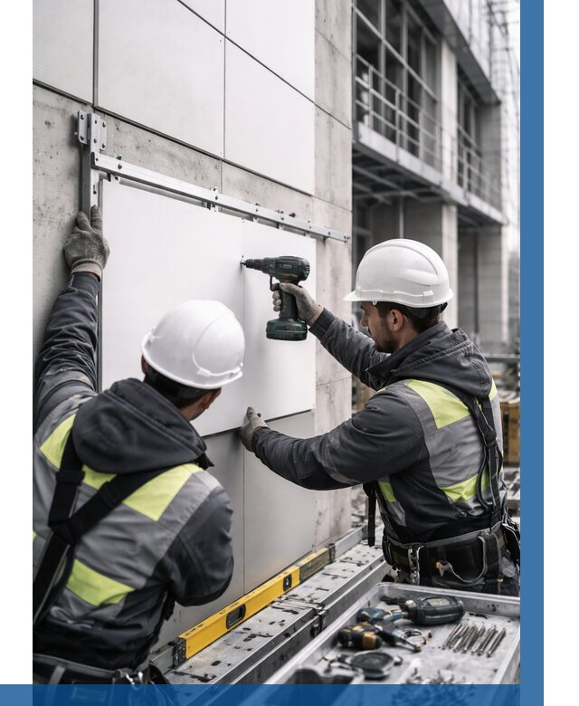 Монтаж композитных панелей фасада в Шебекине от 2545 р. | ВЫСОТНИК-Шбк