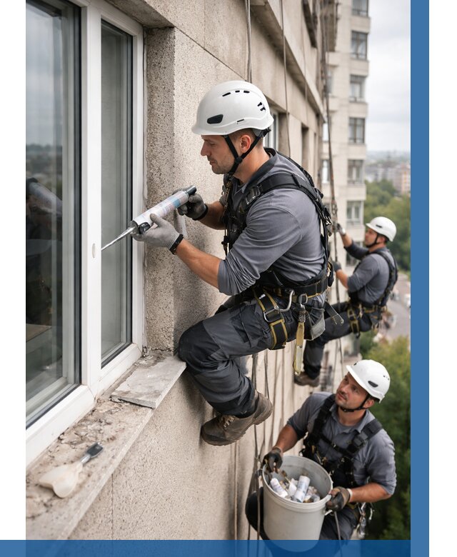 Герметизация оконных швов снаружи в Шебекине от 1527 р. | ВЫСОТНИК-Шбк