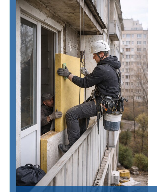 Профессиональное утепление балкона снаружи в Шебекине под ключ