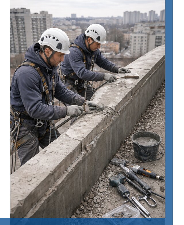 Ремонт парапета на кровле в Шебекине от 1527 р. | ВЫСОТНИК-Шбк