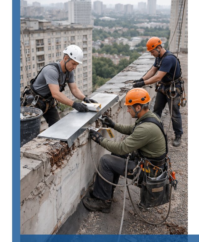 Ремонт парапета на кровле в Шебекине, высотные работы с гарантией