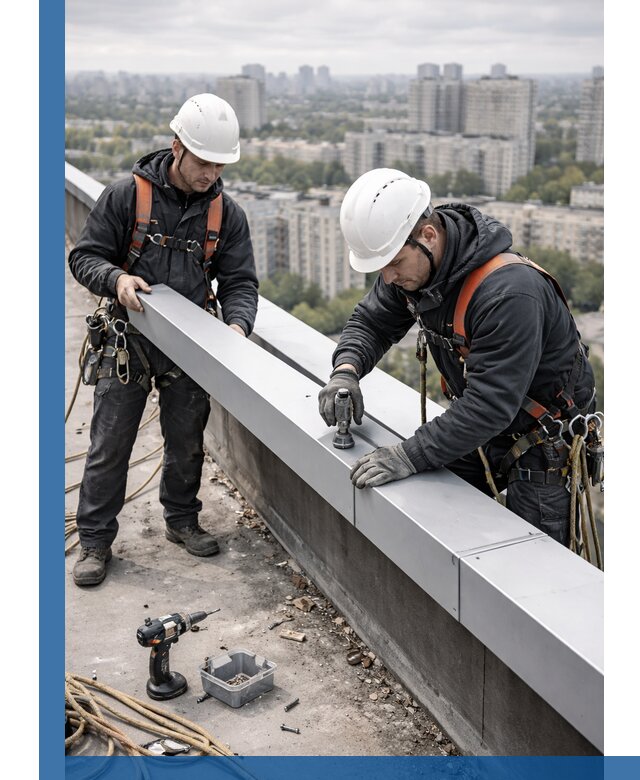 Монтаж парапетных крышек и ограждений кровли в Шебекине