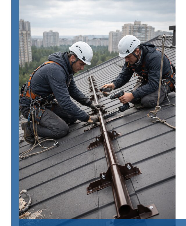 Монтаж снегозадержателей на кровле зданий в Шебекине под ключ