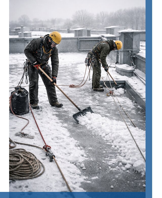 Очистка крыши от снега в Шебекине от 7636 р. | ВЫСОТНИК-Шбк