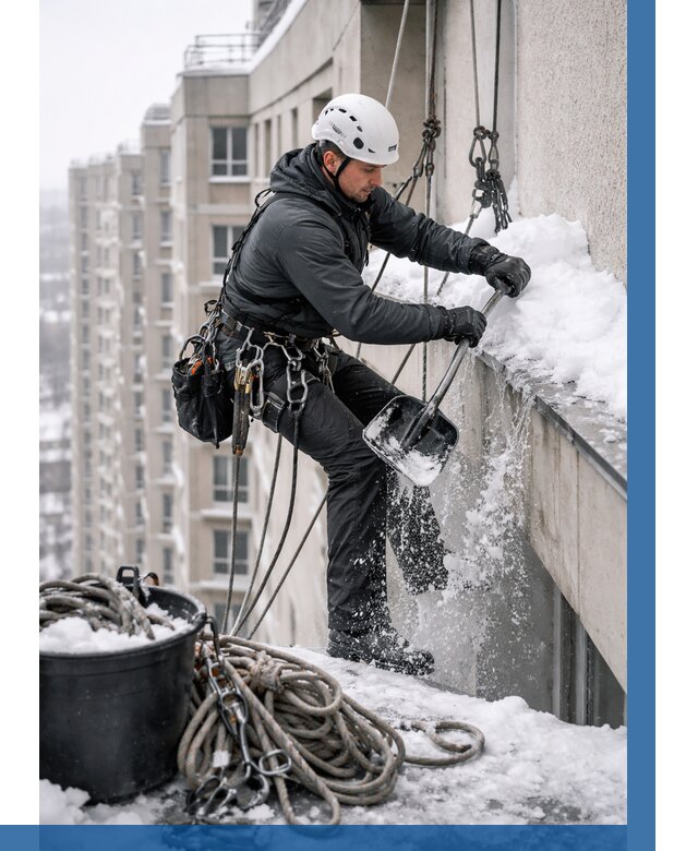 Очистка карнизов от снега в Шебекине от 305 р. | ВЫСОТНИК-Шбк