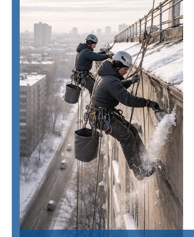 Очистка карнизов от снега в Шебекине профессионально и безопасно