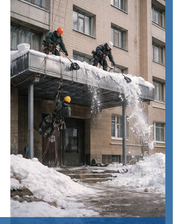 Очистка козырьков от снега в Шебекине от 3563 р. | ВЫСОТНИК-Шбк