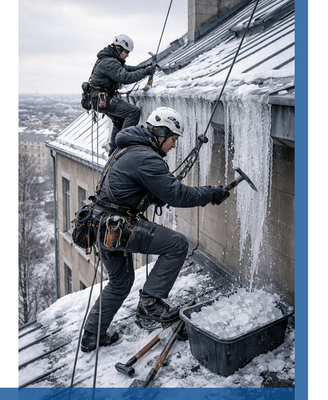 Удаление наледи с кровли в Шебекине от 5600 р. | ВЫСОТНИК-Шбк