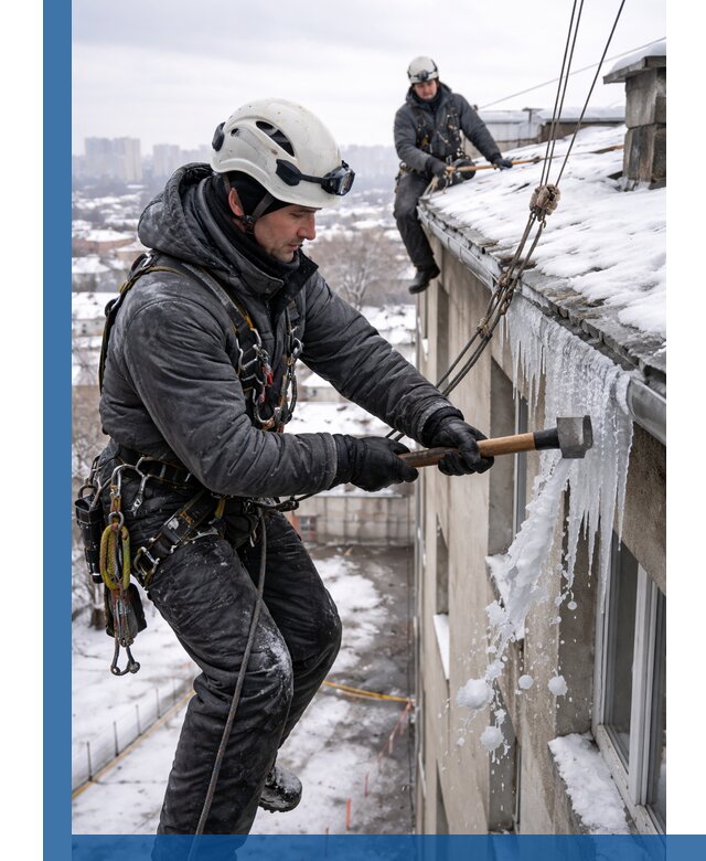 Сбивание и удаление сосулек с крыши в Шебекине безопасно