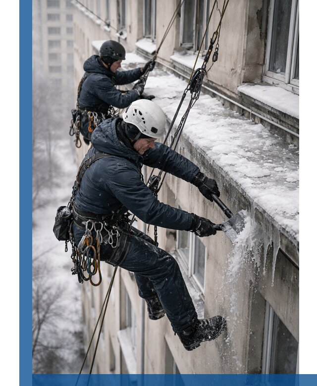 Удаление наледи и сосулек с карнизов в Шебекине профессионально