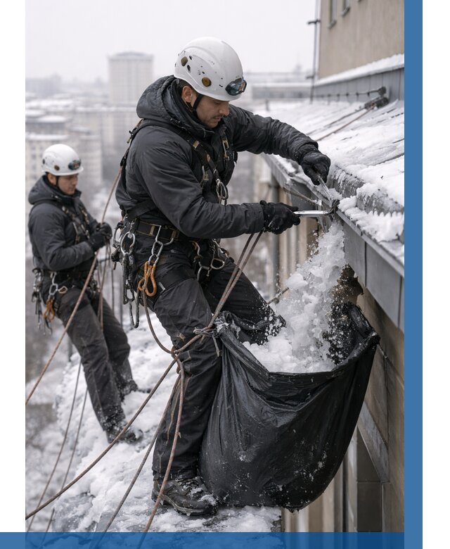 Аварийная очистка крыши в Шебекине под ключ от 305 р. | ВЫСОТНИК-Шбк