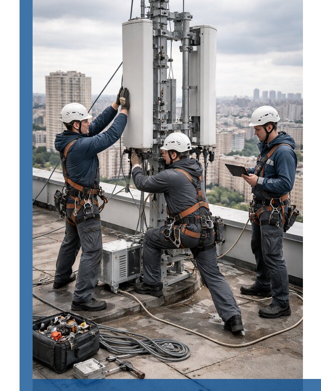 Монтаж антенн связи на крыше в Шебекине с вводом в эксплуатацию