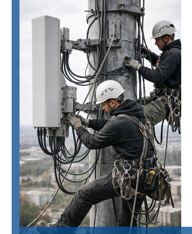 Монтаж оборудования связи на мачте в Шебекине с пусконаладкой