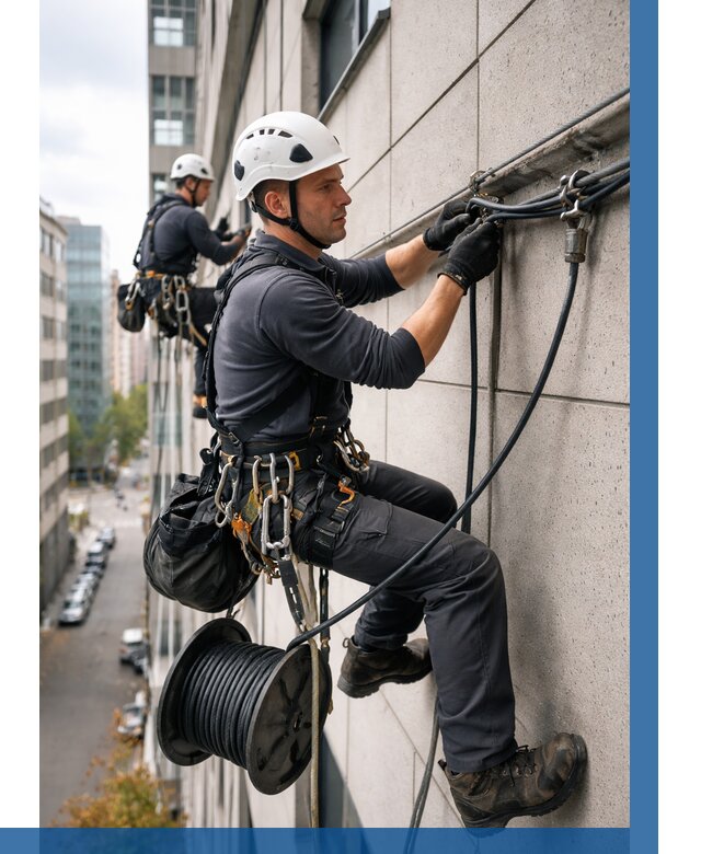 Прокладка кабеля по фасаду в Шебекине от 356 р. | ВЫСОТНИК-Шбк