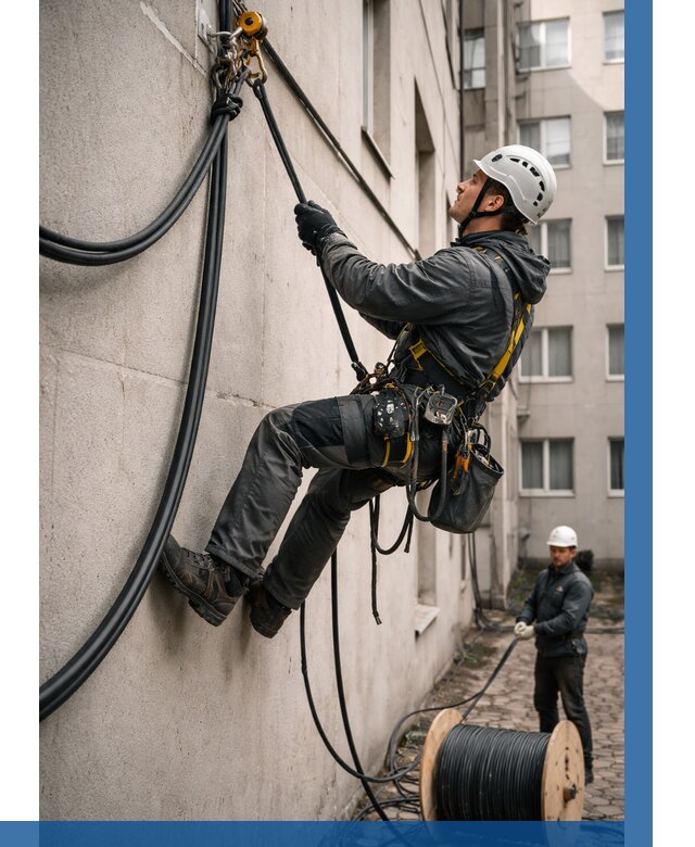 Протяжка кабеля питания на высоте в Шебекине от 458 р. | ВЫСОТНИК-Шбк