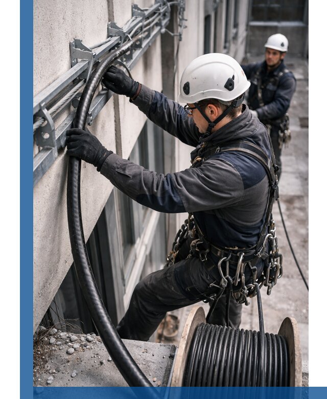 Протяжка кабеля питания на высоте в Шебекине с гарантией безопасности и качества