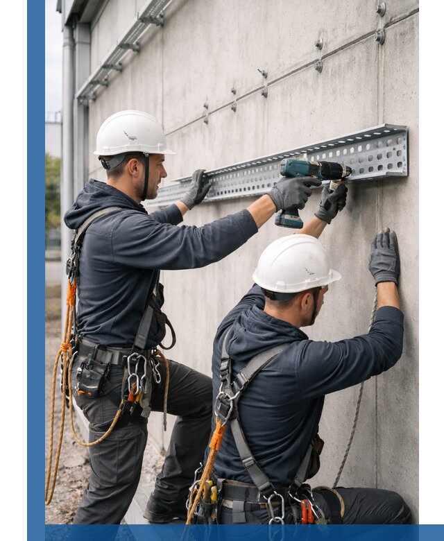 Монтаж кабельных лотков на фасаде зданий в Шебекине с гарантией