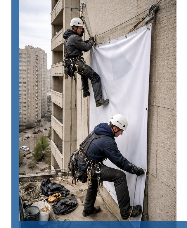 Профессиональный монтаж баннеров на фасаде в Шебекине
