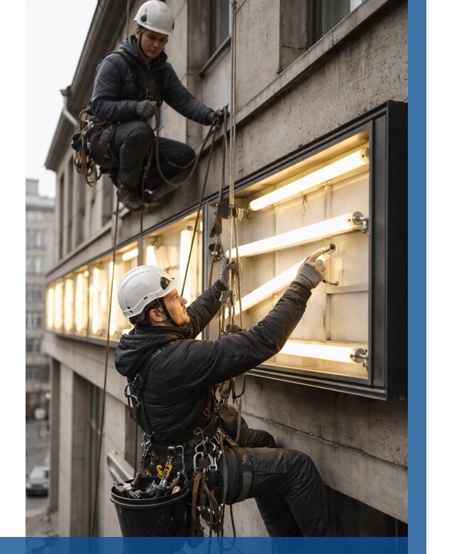 Замена ламп в вывеске в Шебекине под ключ от 3563 р. | ВЫСОТНИК-Шбк