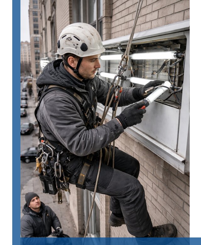 Профессиональная замена ламп в наружной вывеске в Шебекине