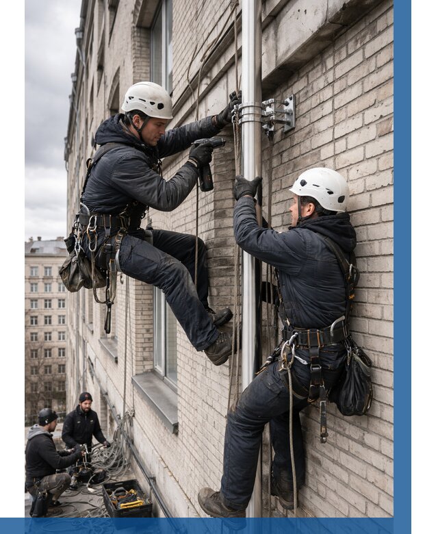 Монтаж флагштока на здании в Шебекине от 6618 р. | ВЫСОТНИК-Шбк