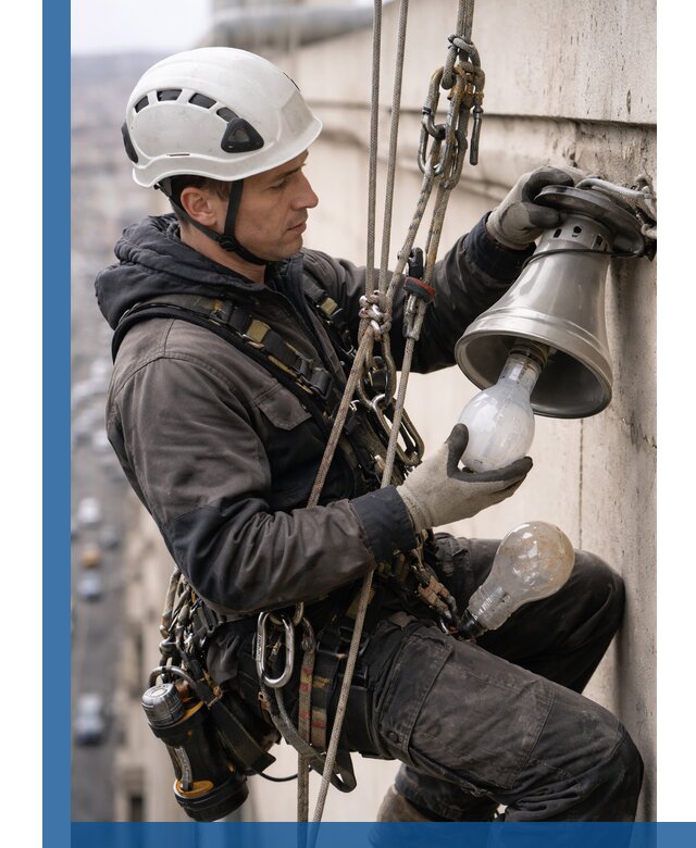 Замена ламп на высоте в Шебекине профессионально и быстро