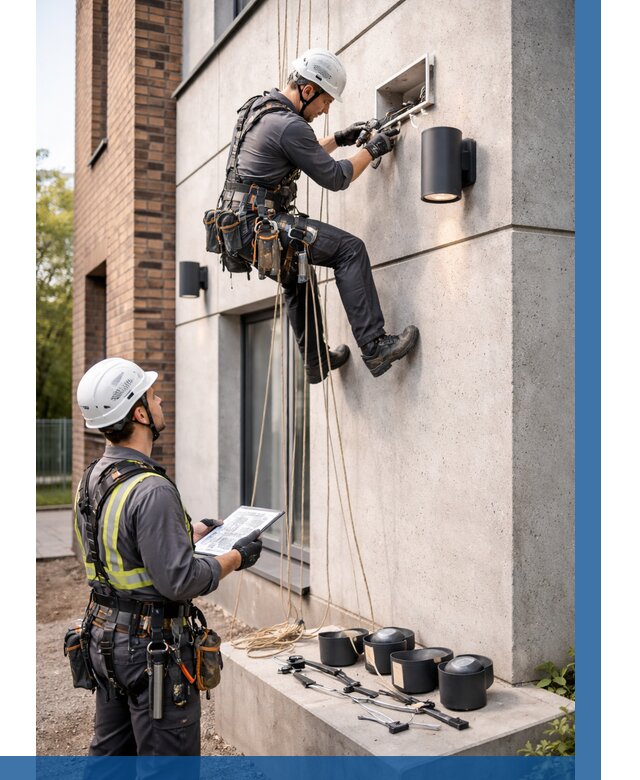 Монтаж фасадного освещения в Шебекине от 2545 р. | ВЫСОТНИК-Шбк