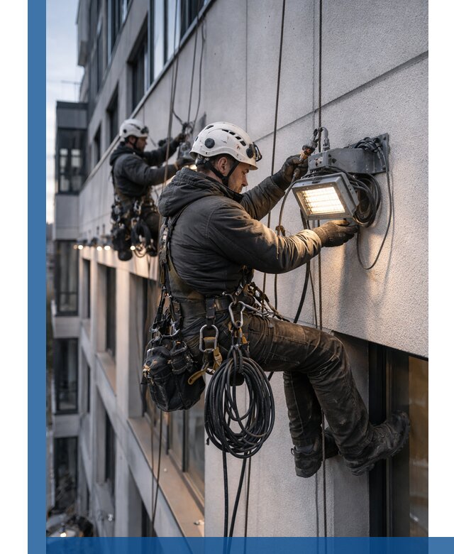 Монтаж фасадного освещения в Шебекине установка и подключение