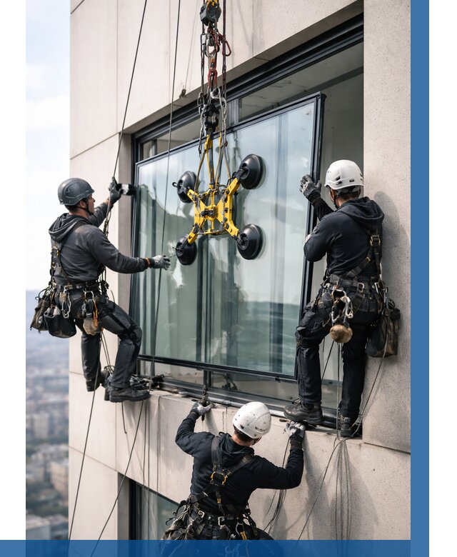 Монтаж стеклопакетов на высоте в Шебекине от 3258 р. | ВЫСОТНИК-Шбк