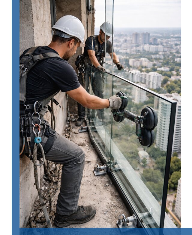 Монтаж стеклянных ограждений под ключ с гарантией в Шебекине