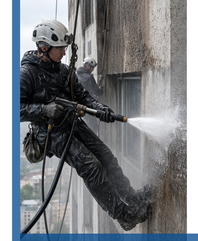 Гидроструйная очистка фасадов и конструкций в Шебекине