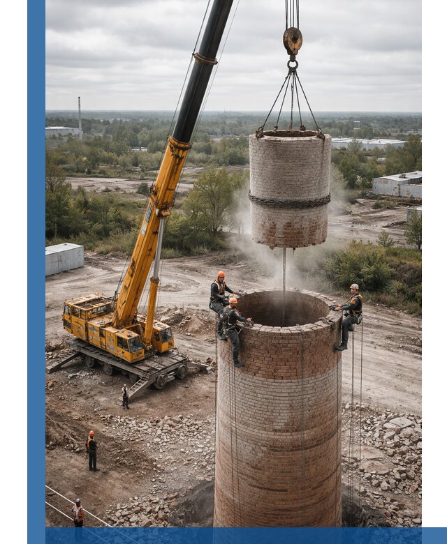 Демонтаж дымовой трубы в Шебекине с гарантиями безопасности
