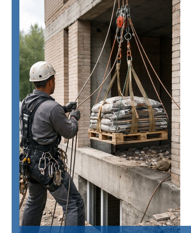 Подъем материалов на этаж веревками в Шебекине оперативно