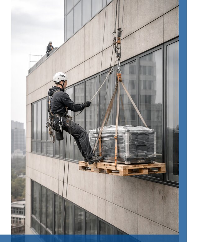 Спуск груза по фасаду в Шебекине от 3563 р. | ВЫСОТНИК-Шбк