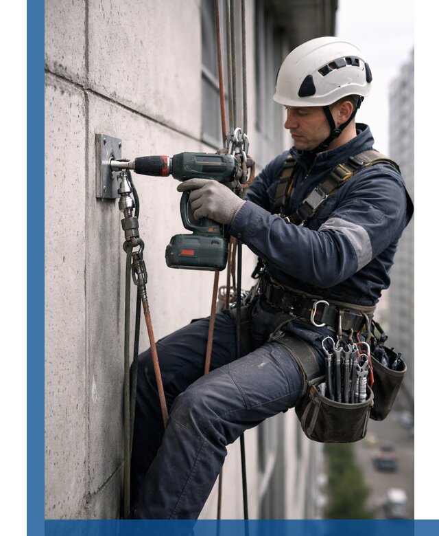 Установка анкерных точек для высотных работ в Шебекине